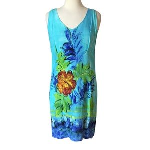 Vintage 90’s Jams World Retro Hibiscus Floral Sleeveless Rayon Dress